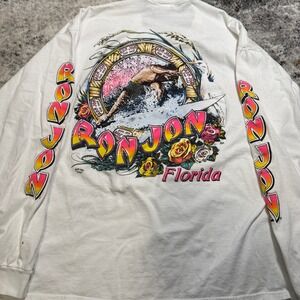 Vtg 1989 Ron Jon‎ Surf Shop Florida Long Sleeve T-Shirt Mens 2XL